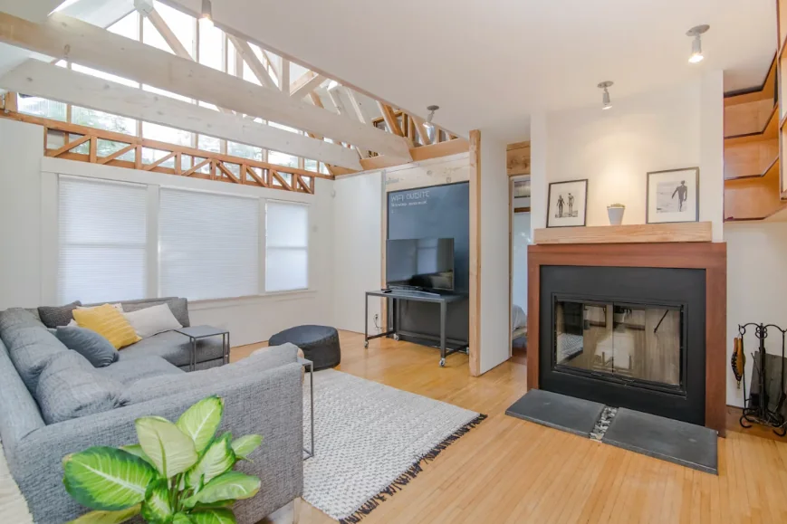 Modern living room with integrated smart home technology